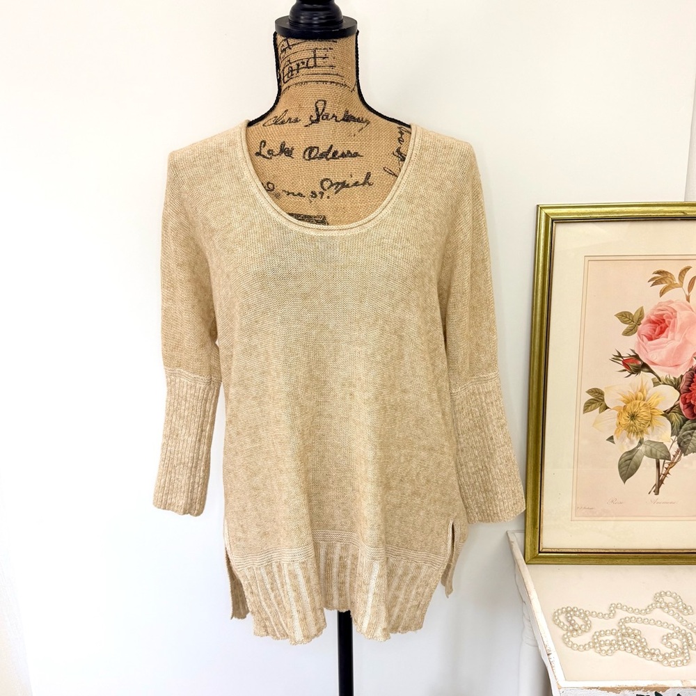 Anthropologie Moth Oatmeal Knit Pullover Sweater Sz S